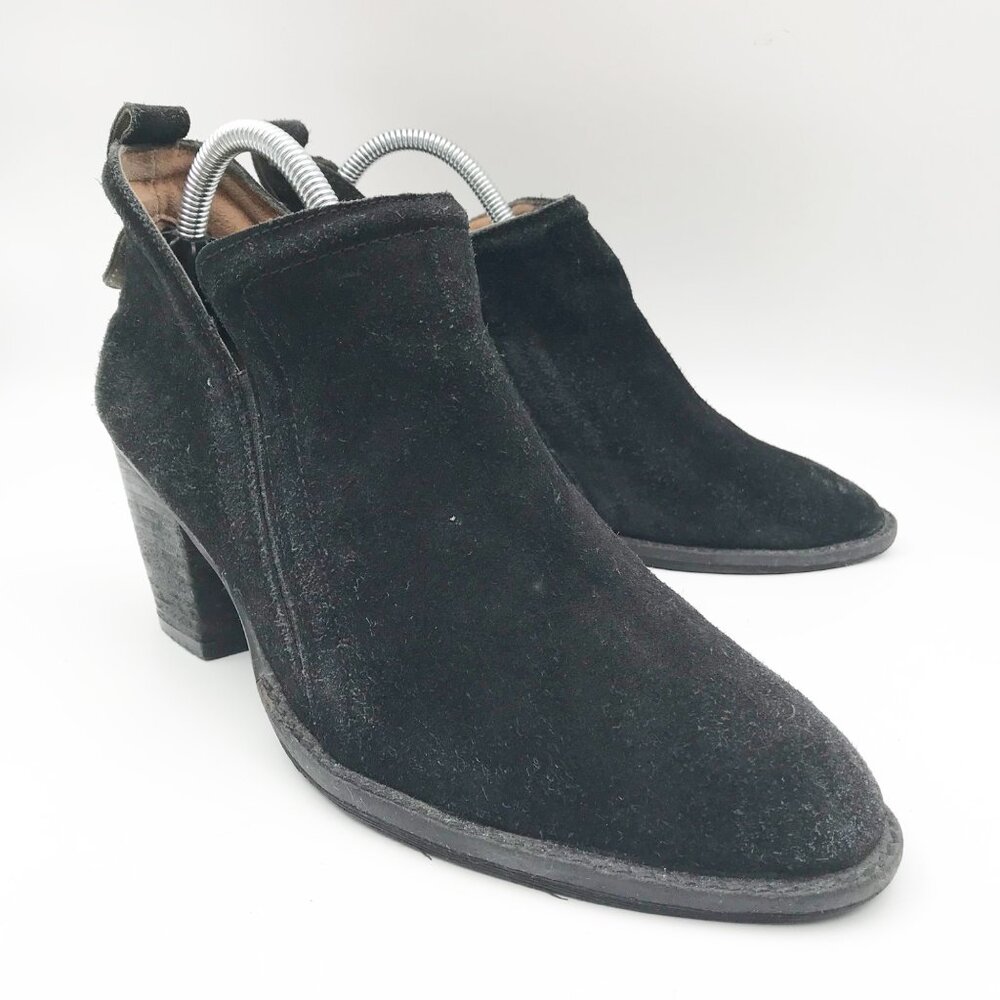 JEFFREY CAMPBELL Boots Womens 9.5 Burman 2 Black Leather Suede Block Heel Ankle